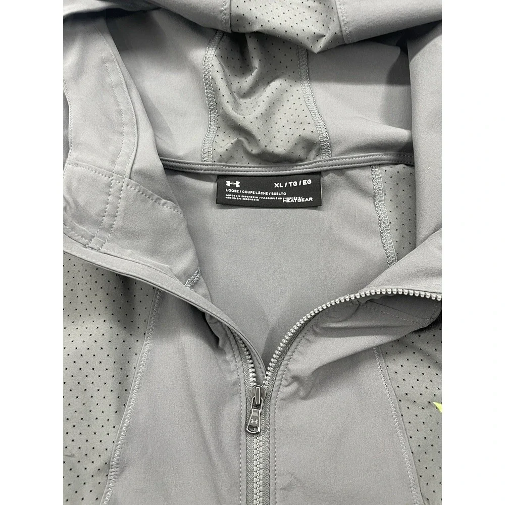 Under Armour‎ Mens XL Grey Monster Lacrosse HeatGear 1/4 Zip Hooded Windbreaker